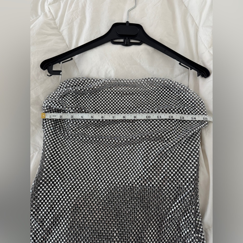 ZARA Metallic Silver Strapless Dress - Picture 9 of 11